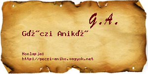 Géczi Anikó névjegykártya