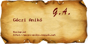 Géczi Anikó névjegykártya